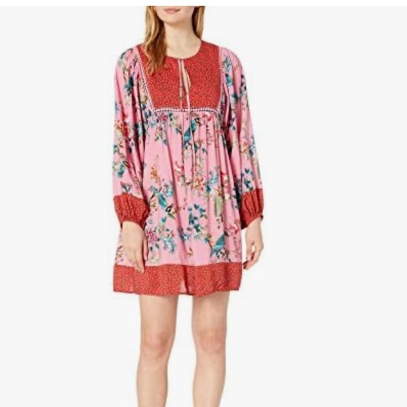Johnny Was Dresses & Skirts - Johnny Was Malakye Pink & Red Long Sleeve Cover-Up Floral Dress Size Medium